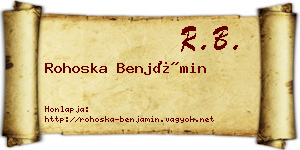 Rohoska Benjámin névjegykártya